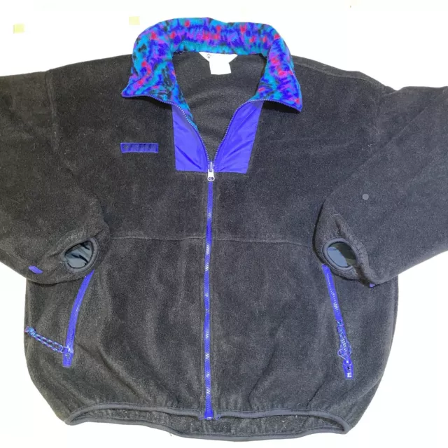 VINTAGE COLUMBIA FLEECE Jacket Full Zip Sportswear Retro 90s USA Mens ...