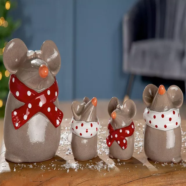 Deko Figur Maus mit Schal Geschenk Winter Dekoration Weihnachten