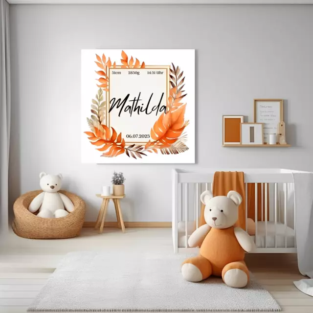 Baby Bild mit Namen Geburtsbild mit Geburtsdaten Mädchen Kinderzimmer Deko Bild