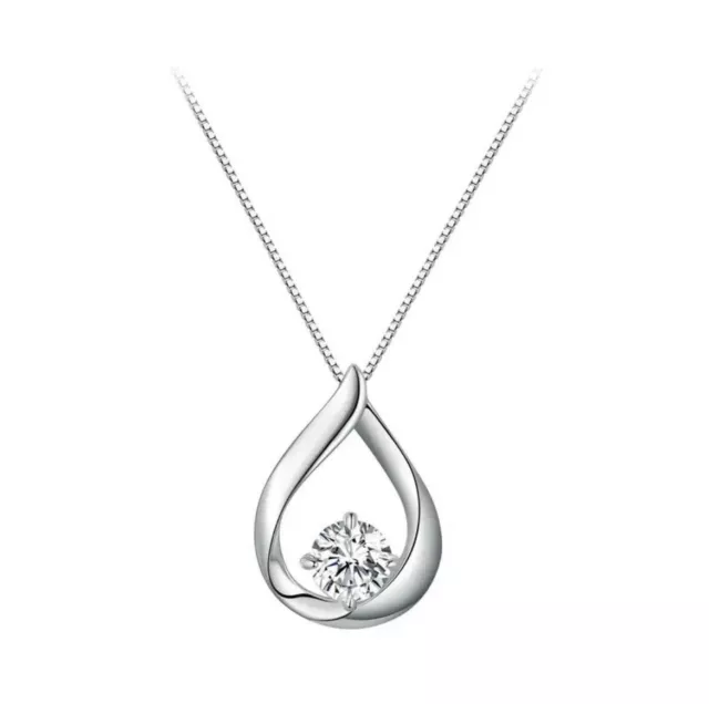 1ct Waterdrop Necklace 18K White Gold Diamond Test Pass Lab-Created VVS1/D 45cm