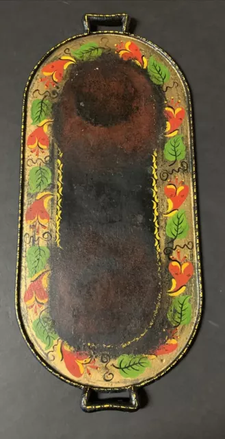 Antique Vtg #6 Cast Iron Flat Griddle w/ Handles Hand Painted Folk Art Double
