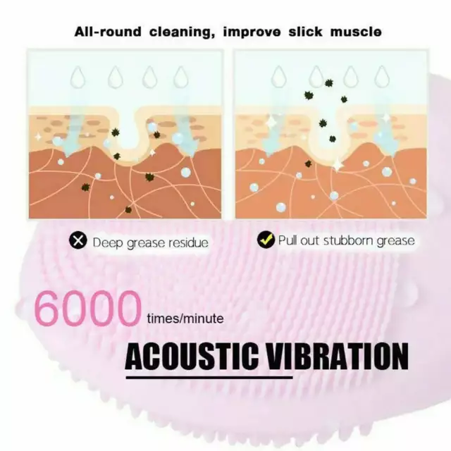 Silicone Face Cleansing Brush Electric Ultrasonic Vibration Massage Facial Po... 2
