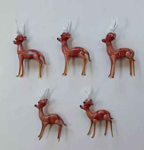 *HH* 5 Miniature Cervo Cerbiatto Bambi Vetro Murano Statuine Statue Miniatura