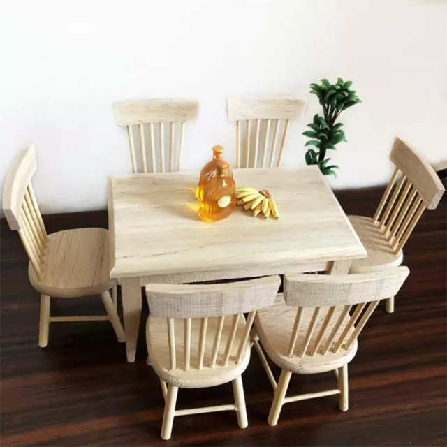 1/12 scale Doll House Miniature Dining Room Furniture Wooden table and chair set