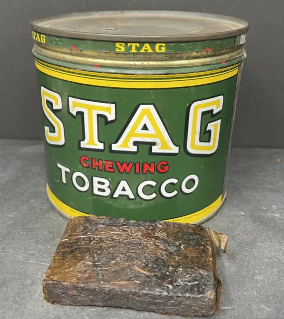 VINTAGE STAG CHEWING Tobacco Tin Can Imperial Tobacco Co. Canada Opened ...