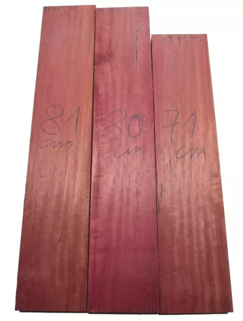 1x Amarant Riegel Holz Purpleheart Curly 81x15,5cm x 48mm