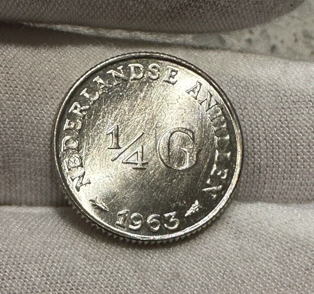 1963 Netherlands Antilles 1/4 Gulden Km-4 Unc- Combined Shipping - B1606