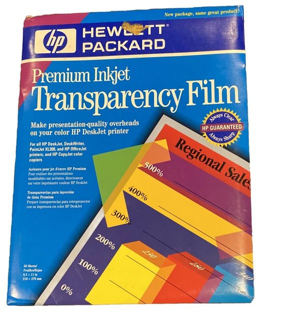 HP Premium Inkjet Transparency Film C3834A - 36 Sheets 8.5 x 11" Open Package