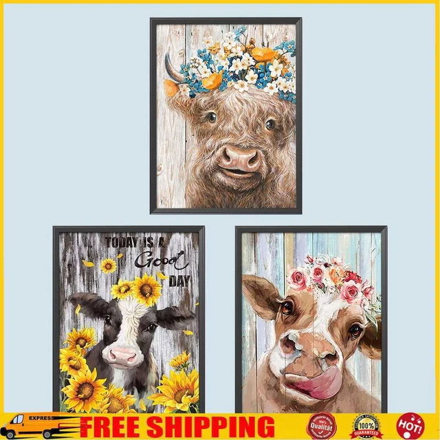 5D hágalo usted mismo Taladro Redondo Completo Diamante Pintura Vaca Kit Decoración del Hogar Arte Artesanía