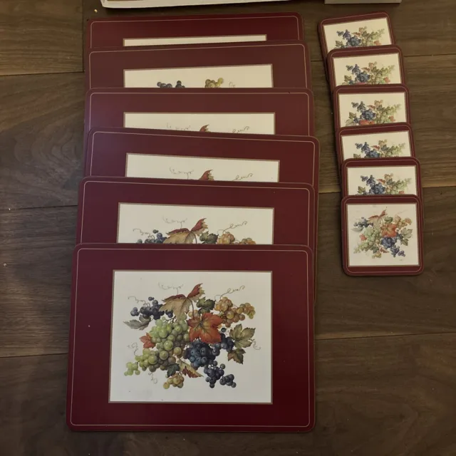 Vintage Pimpernel Set Of 6 Grape Cluster Cork Backed Placemats And 6 Coasters