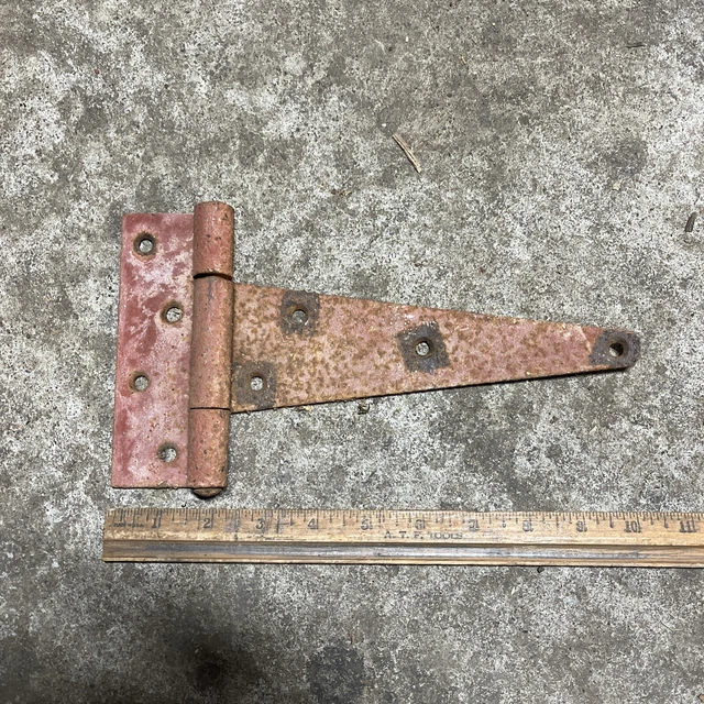 (1) Antique Barn Door T Strap Hinge 10” Vintage 3