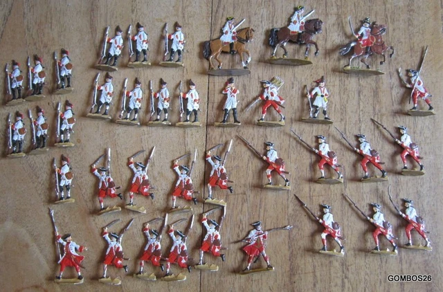 28 Soldats D'Étain Plats Français - Période 1900 - Zinnfiguren Heinrichsen 1/60