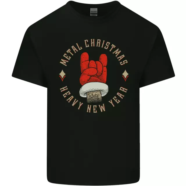 Metallo Natale Pesante Musica Rock Chitarra Uomo Cotone T-Shirt