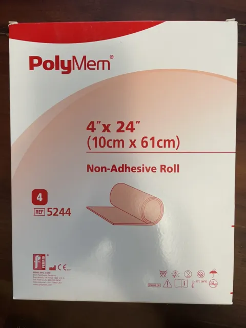 4 cajas de 4 rollos de aderezo de membrana no adhesivo EA Polymem, 4"" x 24"" Exp. 2025