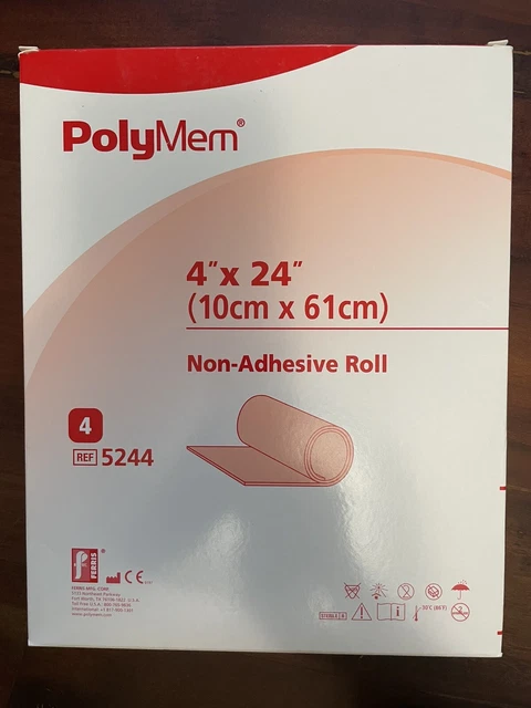 4 cajas de 4 rollos de aderezo de membrana no adhesivo EA Polymem, 4"" x 24"" Exp. 2025