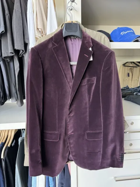 MAURIZIO BALDASSARI PONTOGLIO Velvet Dinner Jacket Blazer 38 Purple ...