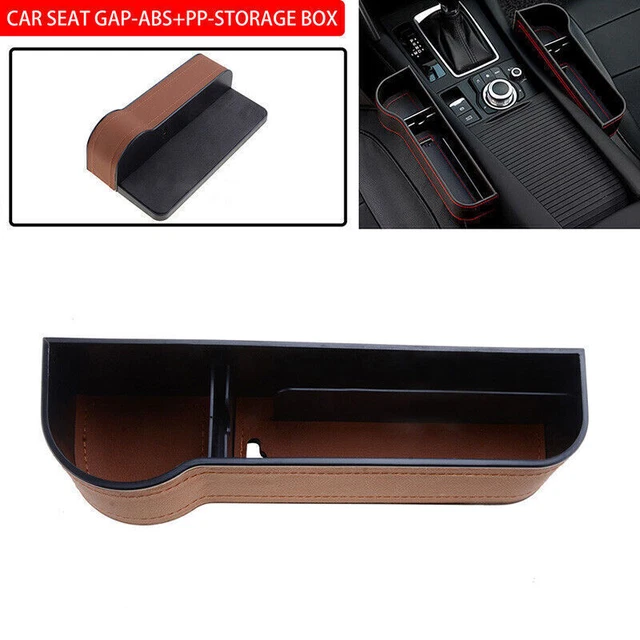 Left Brown Car Seat Gap Catcher Organiser Storage Box Pocket w/ Cup Holder Side