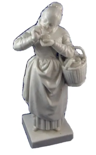 Antico 19thC Nymphenburg Porcellana Tabacco da Fiuto Lady Figurina Figura