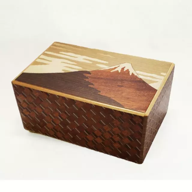Yosegi Hakone Secret Wooden Puzzle Box 21 Step Gimmick Mt. Fuji New Japan