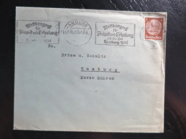 BU 29.7.1936 ab SSt Hamburg Weltkongreß für Freizeit und Erholung