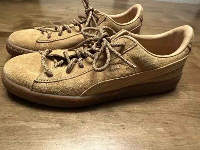 Puma Basket Shoes Mens 6 Tan Camel Suede Lace Up Low Top Casual Sneakers