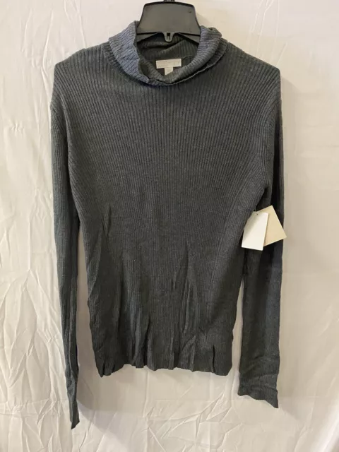 14th & Union Women’s Ribbed Turtleneck Sweater Gray Large