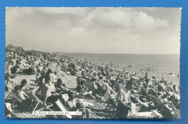 The Beach.bracklesham Bay.real Photographic Postcard Posted 1966