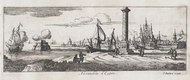 Alexandria Egypt Ägypten Afrika Africa Peeters engraving Kupferstich 1680