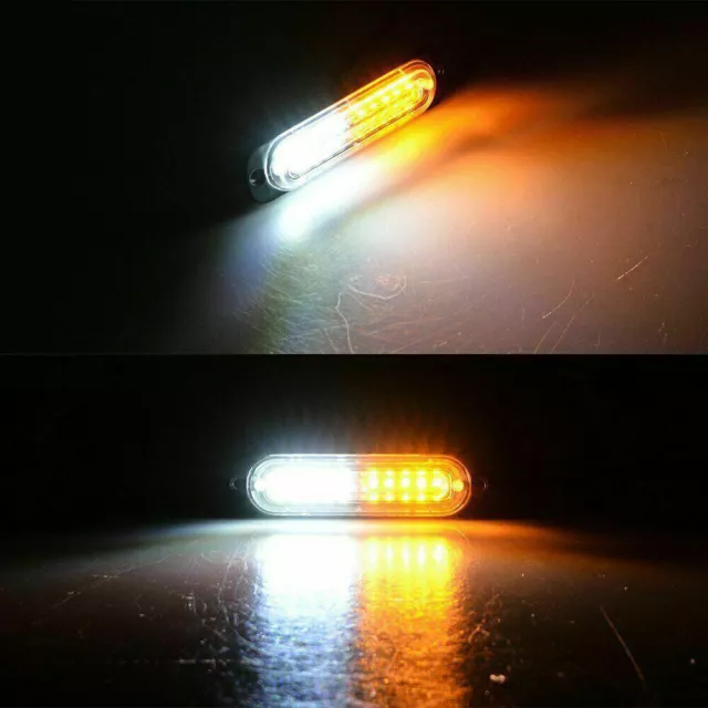 4X 10LED Amber/White Side Marker Flash Strobe Light Bar Kit Tow Truck Waterproof 2