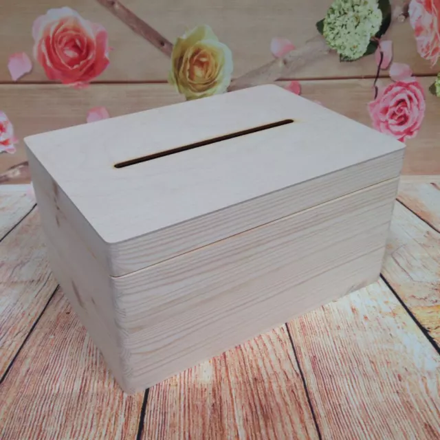 Lockable Wooden Wedding Cards Drop Post Box with Slot Key Funeral Ballot Vote