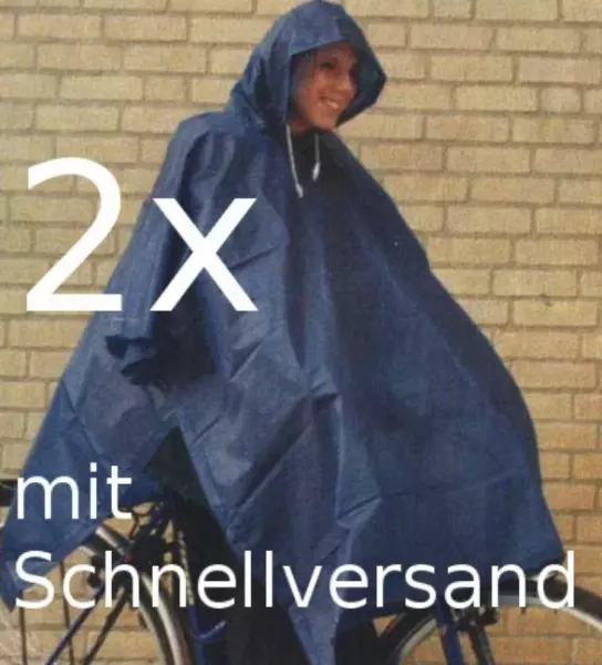 2x Regencape Regenponcho Regenjacke Regenschutz Regen Schutz Fahrrad blau unisex