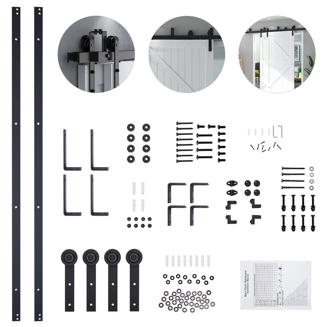 5FT Sliding Barn Door Hardware Track Kit Double Track Low Ceiling Bracket NEW