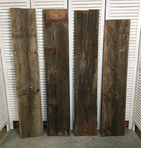 4 Barn Wood Reclaimed Planks, Wall Siding Boards, Lumber Floating Shelf A12