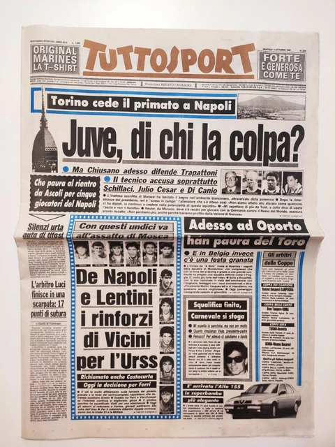 TUTTOSPORT DE Octubre De 1991 Andrea Carnevale Juventus