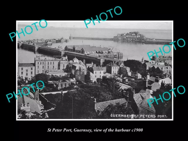 OLD LARGE HISTORIC PHOTO ST PETER PORT GUERNSEY VIEW OF THE HARBOUR c1900