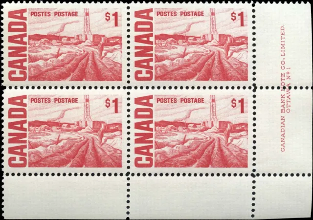 Canada Mint NH VF $1.00 Scott #465B Block 1967-73 Oil Field Centennial Stamps