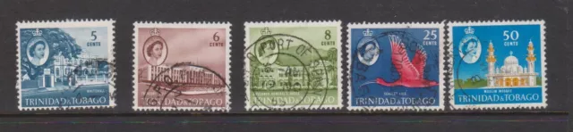 (F22-66) 1960 Trinidad & Tobago mix of 5stamps QEII to 50c (BP)