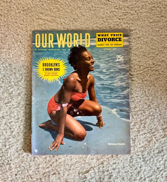 September 1949 OUR WORLD Magazine: Brooklyn Dodgers / Jackie Robinson / Baseball