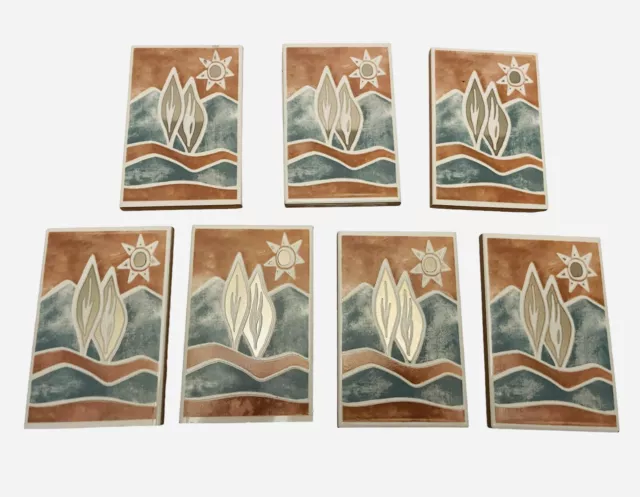Southwestern 7PC Textured Metallic Sun Dessert 5x3 Terracotta Backsplash Tiles