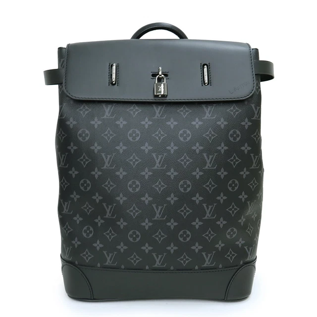 Louis Vuitton Steamer Backpack Ruck Sack Daypack Monogram Eclipse Leather Black