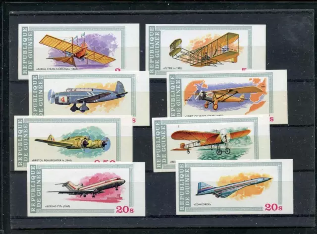 80503 GUINEE - TOPIC AEROPLANES -  MNH IMPERFORATED SET Mi# 850 / 857