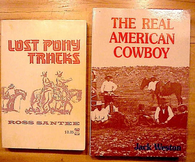 Vintage Cowboy Cattle Books-Ross Santee-"Pony Tracks "+ The Real American Cowboy