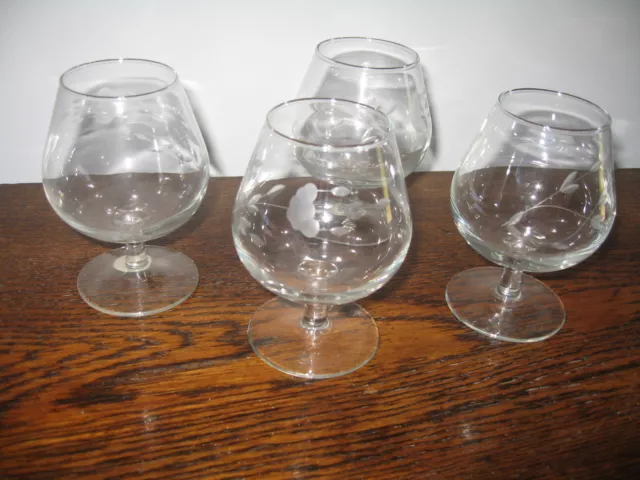 Set 4 Princess House "Heritage" Crystal Brandy / Wine Glasses Balloons Excon