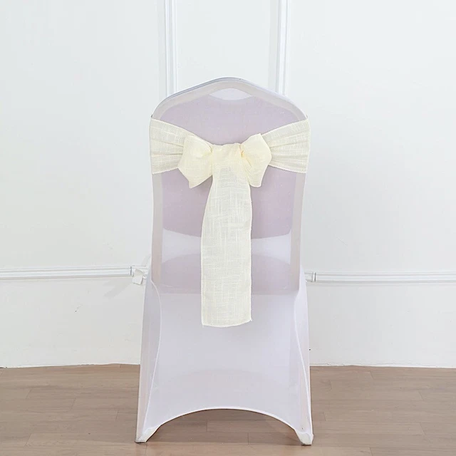 5 IVORY CHAIR SASHES Premium Polyester Faux Burlap Wedding Decorations