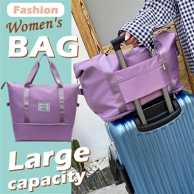 Women Large Capacity Folding Tote Duffle Bag Sports Gym Waterproof Travel Bag 5