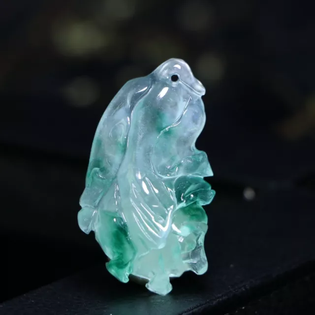 Perfect High Ice Green Jade Precision Hand Carved Chinese Cabbage Pendant M211