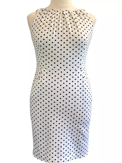 Lauren Ralph Lauren Sleeveless Boat Neck White Polka Dot Knit Dress Size 12