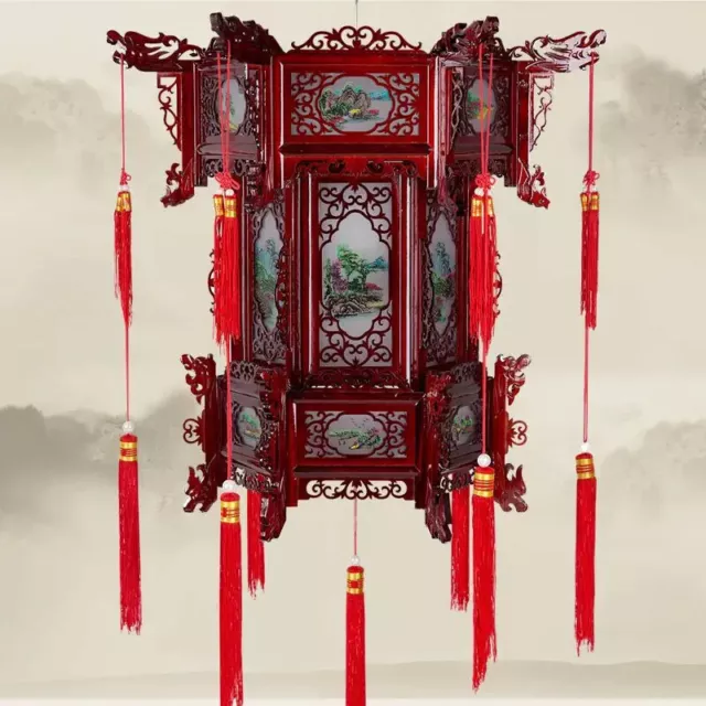 Palace Lantern Carved Wooden Chinese Lantern Balcony Red Outdoor Decoracion 3