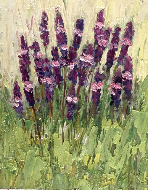 LANDSCAPE FIELD FLOWERS Oil Painting Impressionism Margaret Raven Kruk