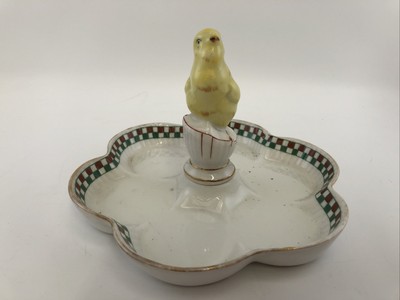 Adorable petit nécessaire à oeuf coquetier salière  service ancien canard orange 
